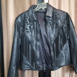 Black Leather Motorcycle Ladies Jacket